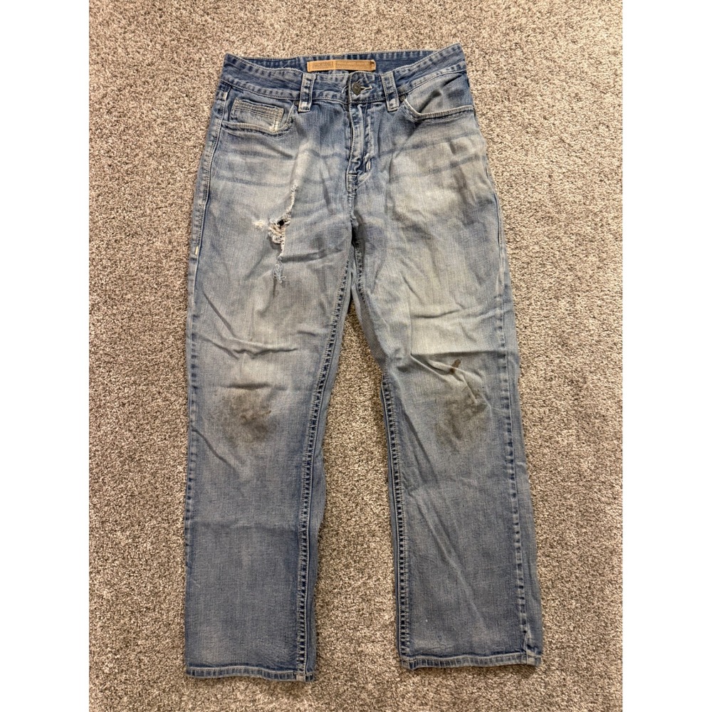 Rock and Roll Cowboy Jeans Mens 32X30 Blue Distressed Straight‎ Leg Light Wash *